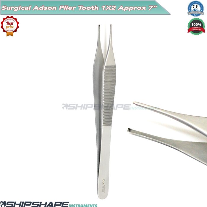 Adson Forceps, 12cm, Teeth 1X2, Dermatology Kocher, Tweezers Dental Instruments-0