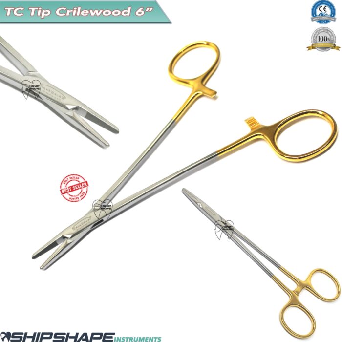Crilewood Needle Holder TC 6" Surgical Dental Instruments German Steel | Shipshape Instruments-0