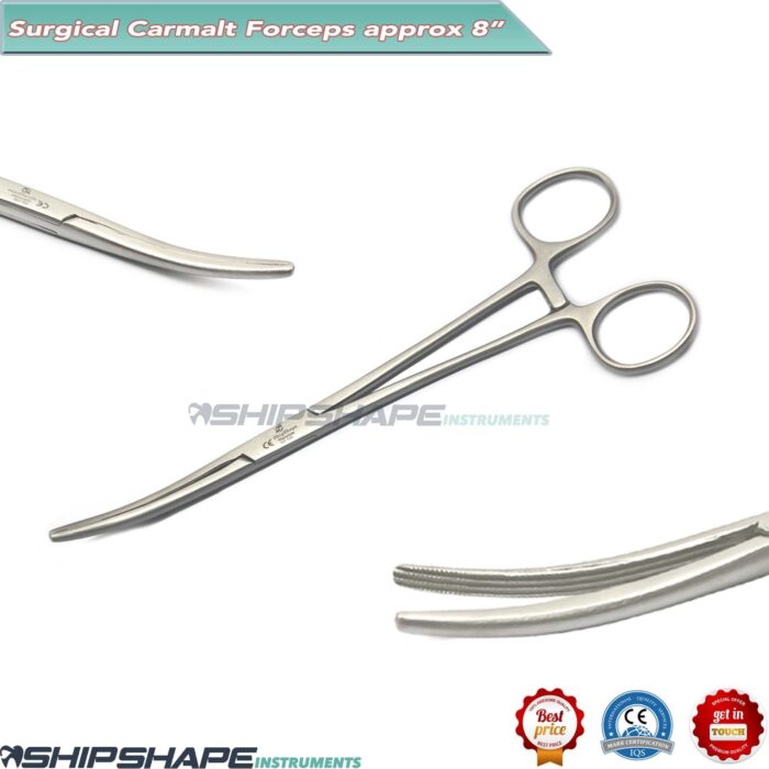 Rochester Carmalt Forcep Curved 8" Carmalt Tongue forceps Surgical Dental Oral Instruments Hemostatic Clamp-0