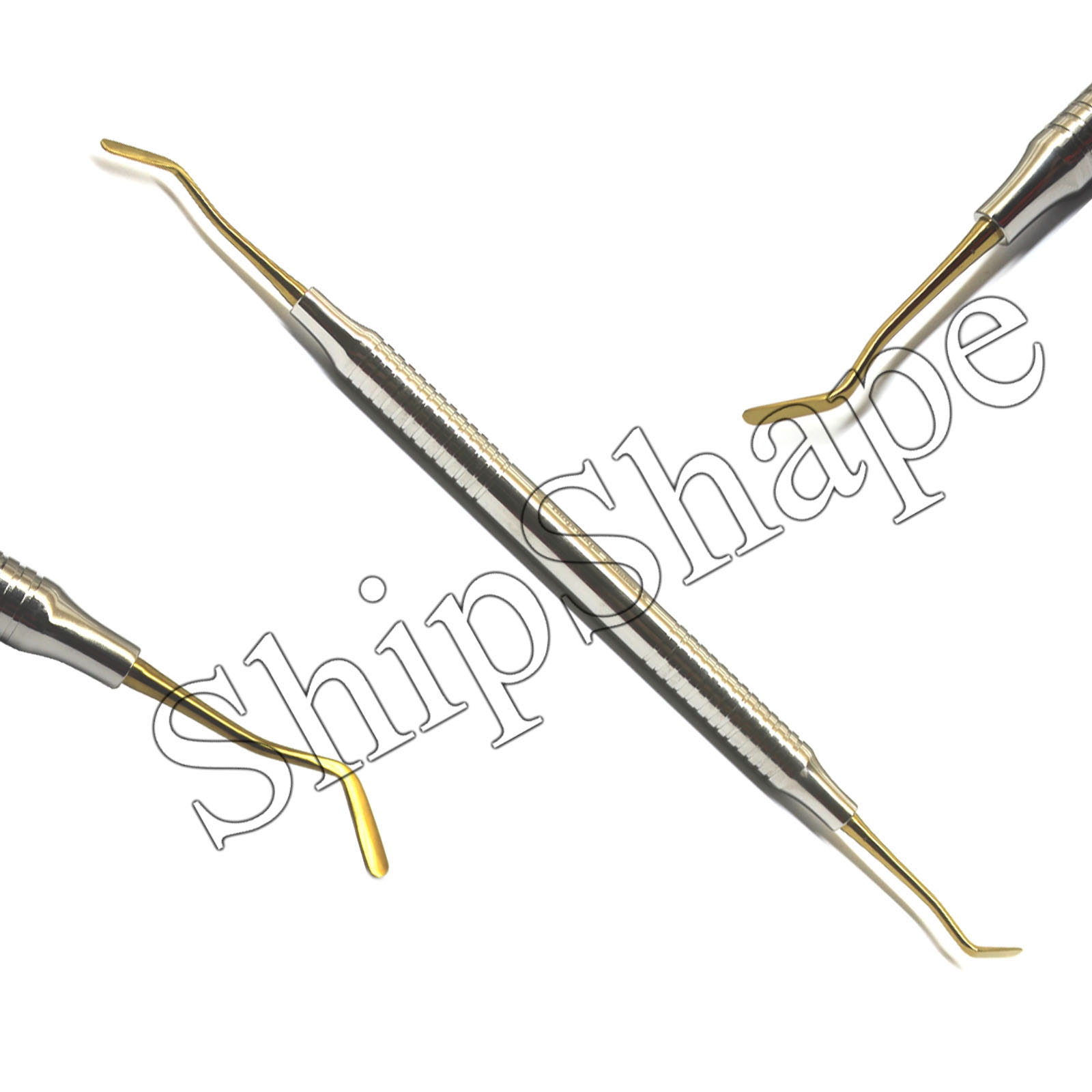 Dental Composite Filling Instruments Titanium Coated Gold Tips Double Ended Scalers - Set of 6-714 Dental Composite Filling Instruments Titanium Coated Gold Tips Double Ended Scalers - Set of 6-714