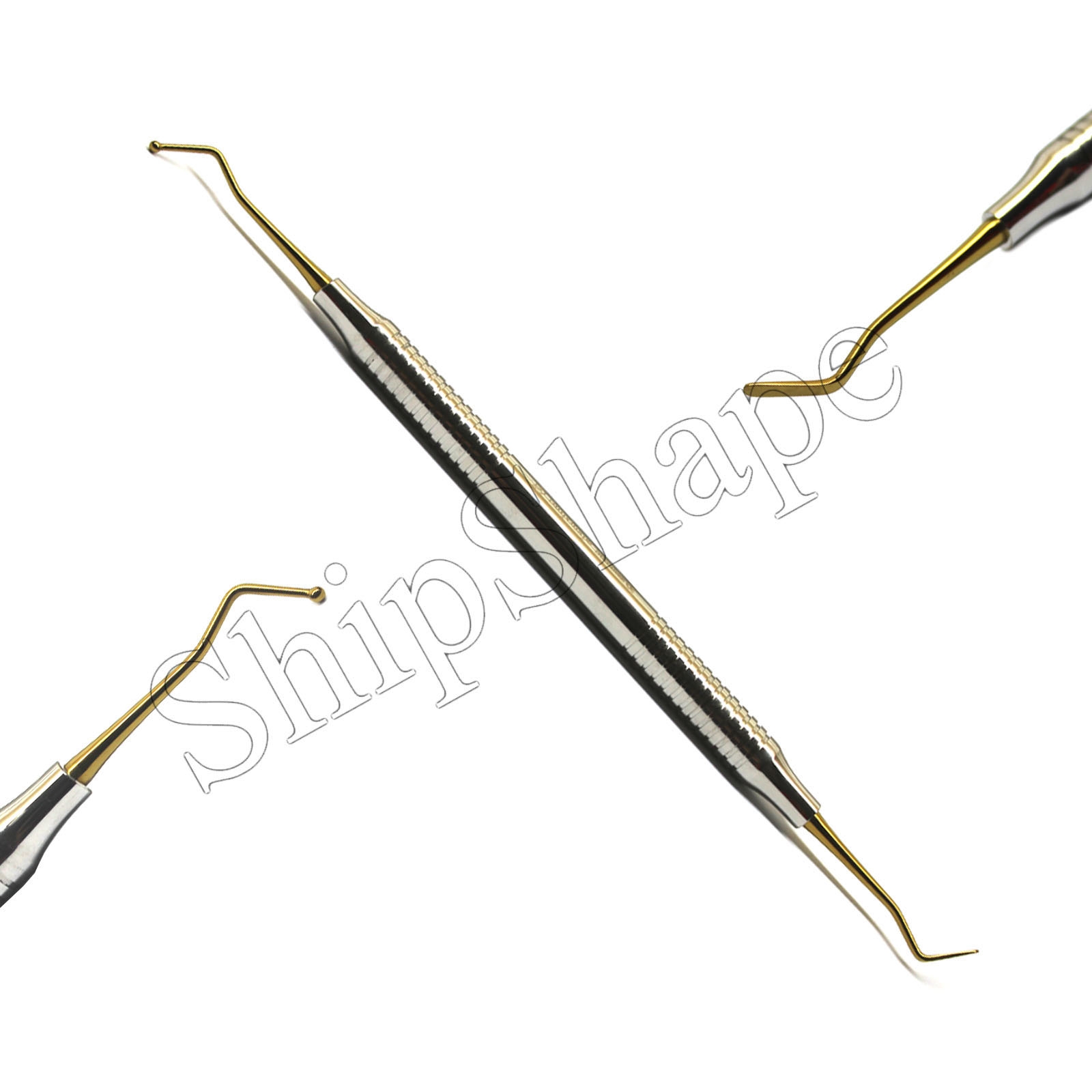Dental Composite Filling Instruments Titanium Coated Gold Tips Double Ended Scalers - Set of 6-716 Dental Composite Filling Instruments Titanium Coated Gold Tips Double Ended Scalers - Set of 6-716
