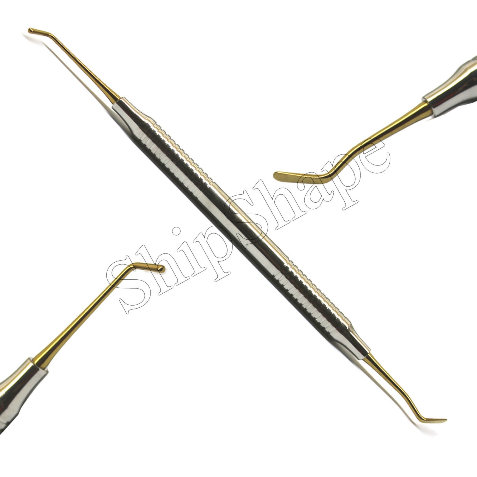Dental Composite Filling Instruments Titanium Coated Gold Tips Double Ended Scalers - Set of 6-717 Dental Composite Filling Instruments Titanium Coated Gold Tips Double Ended Scalers - Set of 6-717