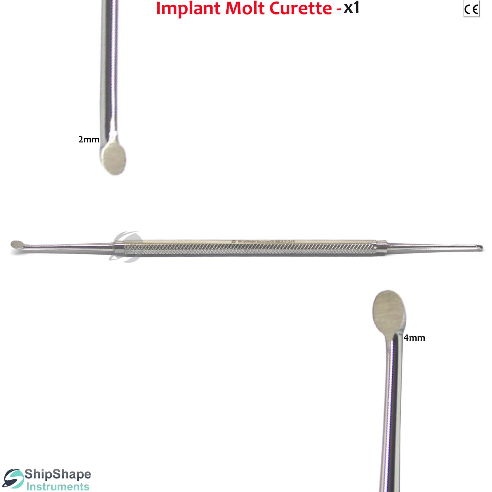Dental Molt Curette 2/4 DENTISTRY Oral Surgery Surgical Instruments 8mm Handle-0 Dental Molt Curette 2/4 DENTISTRY Oral Surgery Surgical Instruments 8mm Handle-0