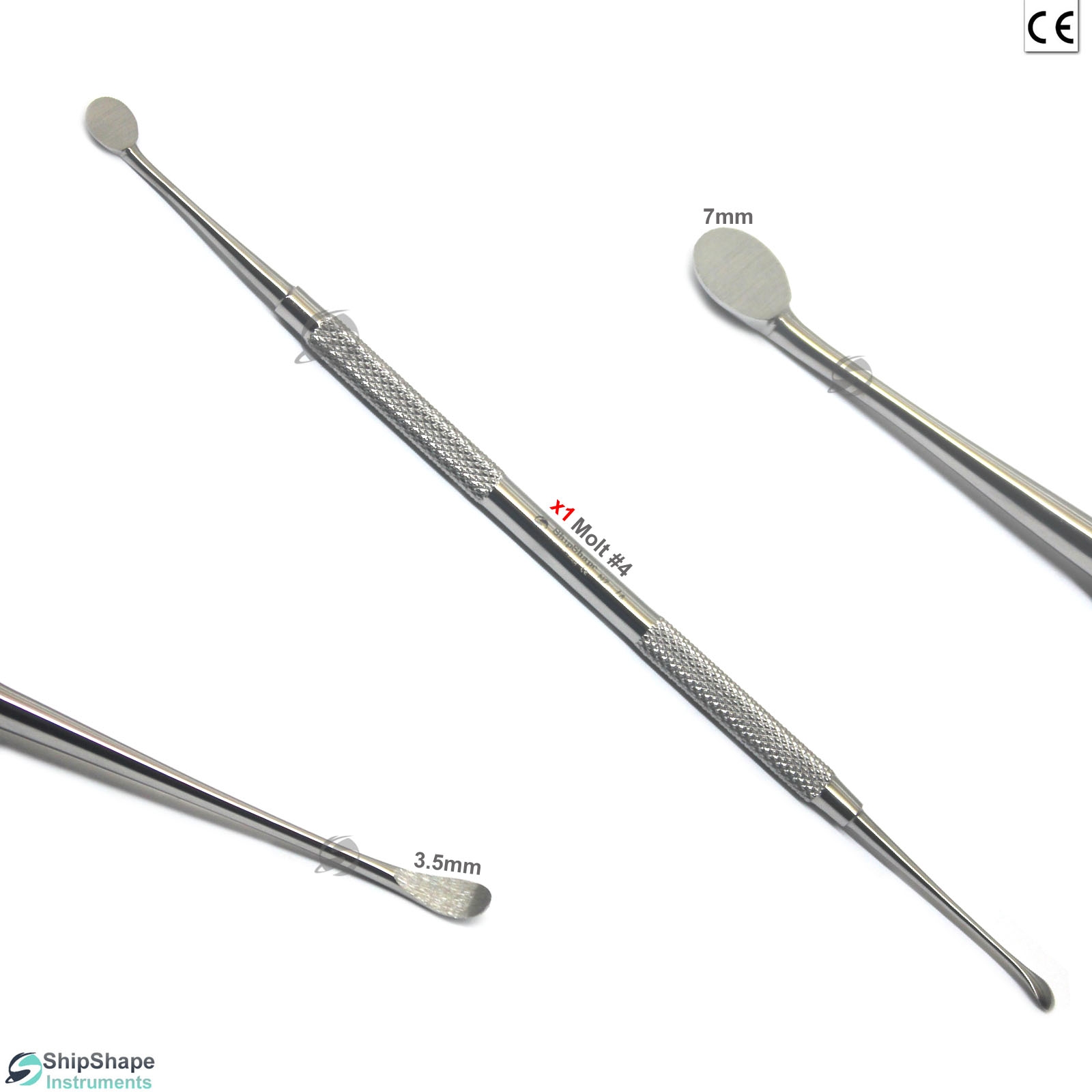 Molt Curette #4 Surgical Bone Curette Cyst Removal Dental Scaler Curettage 3.5mm-7mm Ends-0 Molt Curette #4 Surgical Bone Curette Cyst Removal Dental Scaler Curettage 3.5mm-7mm Ends-0