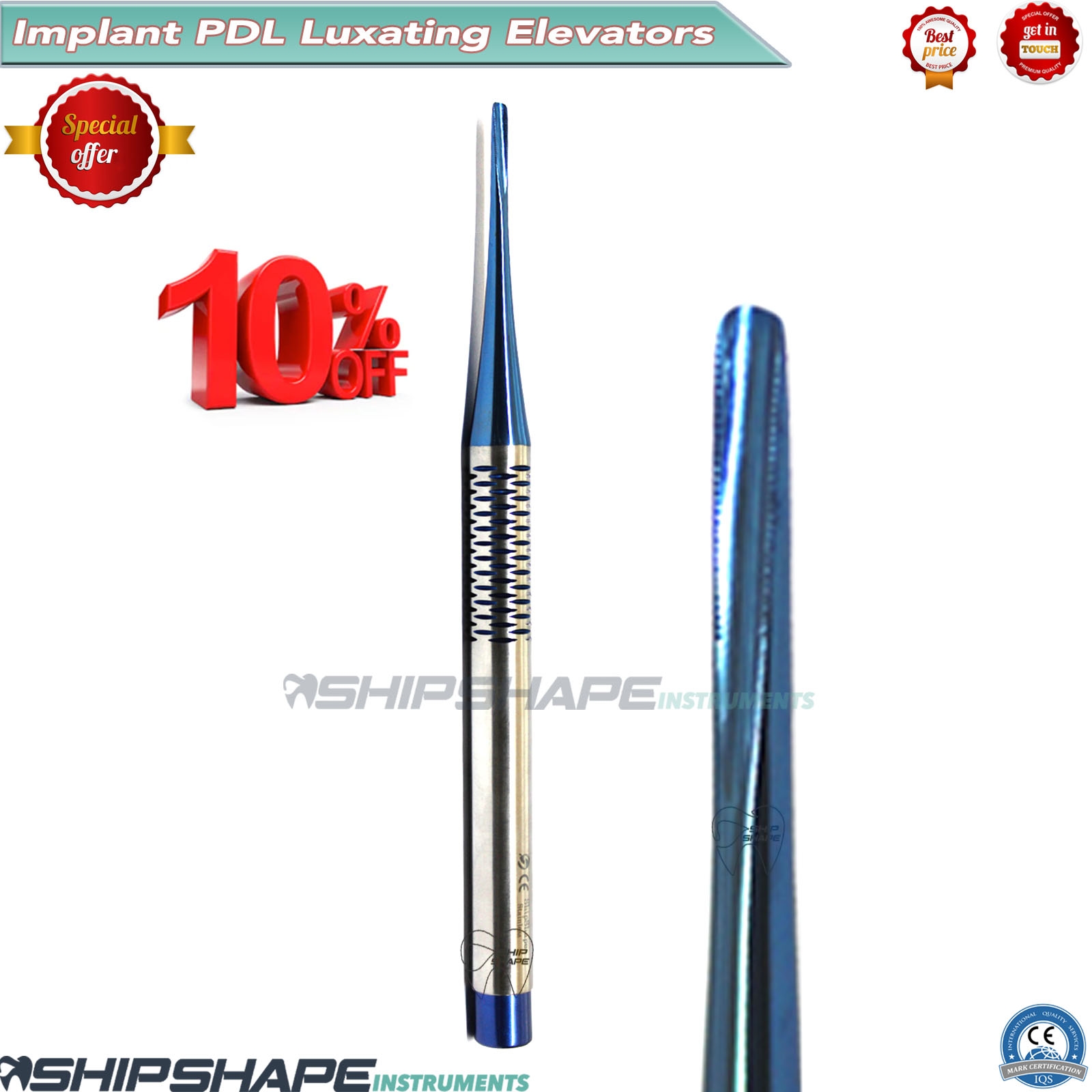 PDL Luxating Root Elevators Dental Precise Periotomes Titanium Coated Tips Set of 7-1944 PDL Luxating Root Elevators Dental Precise Periotomes Titanium Coated Tips Set of 7-1944