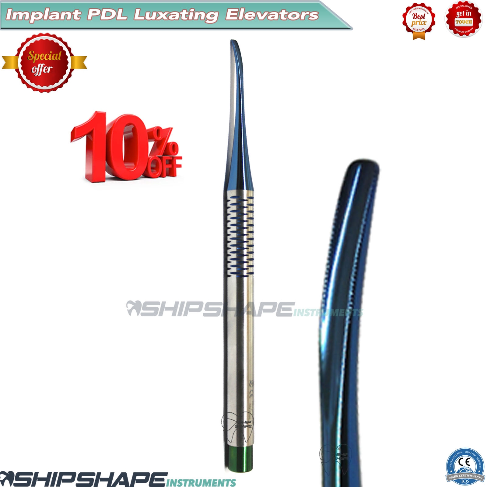 PDL Luxating Root Elevators Dental Precise Periotomes Titanium Coated Tips Set of 7-1945 PDL Luxating Root Elevators Dental Precise Periotomes Titanium Coated Tips Set of 7-1945