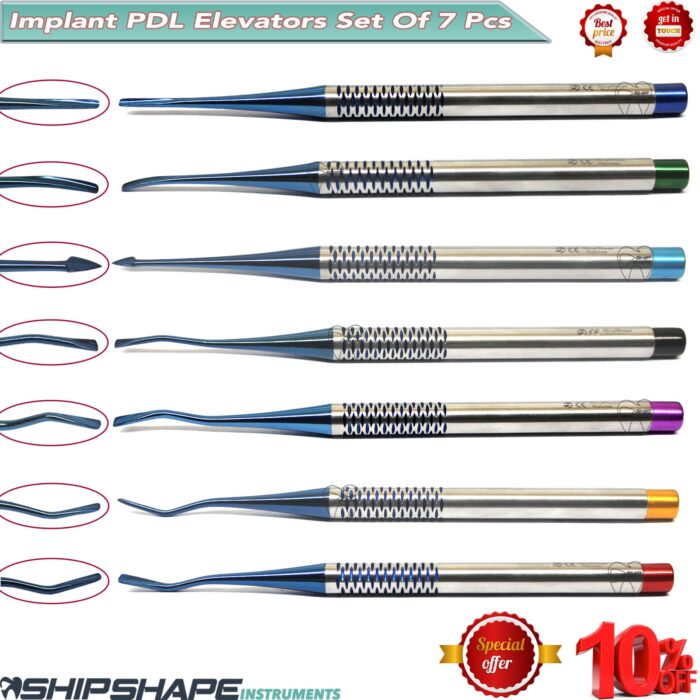 PDL Luxating Root Elevators Dental Precise Periotomes Titanium Coated Tips Set of 7-0