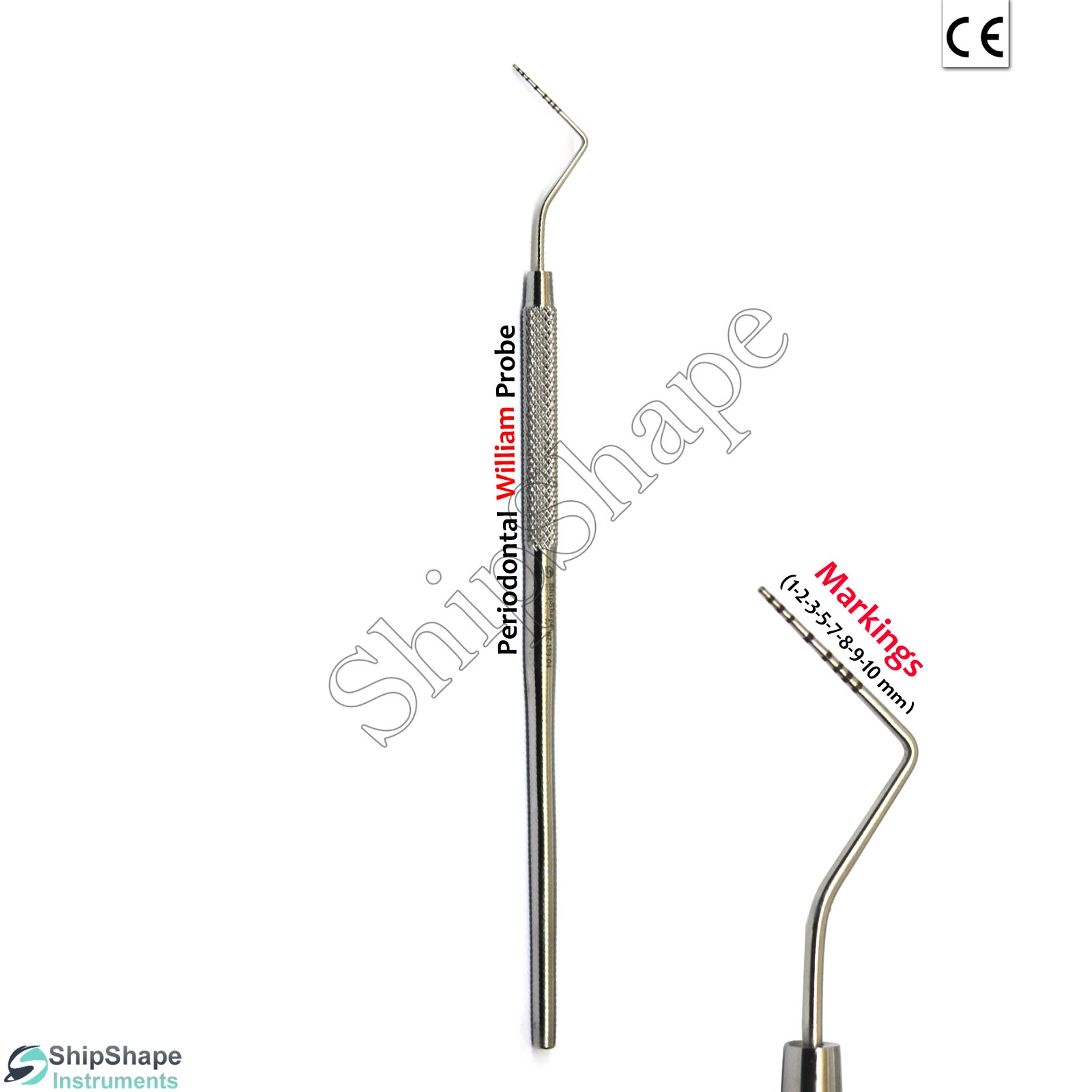 Dental Periodontal William Probe Color Coaded Teeth Depth Measurment Perio Probe Markings-1-2-3-5-7-8-9-10 mm-720 Dental Periodontal William Probe Color Coaded Teeth Depth Measurment Perio Probe Markings-1-2-3-5-7-8-9-10 mm-720
