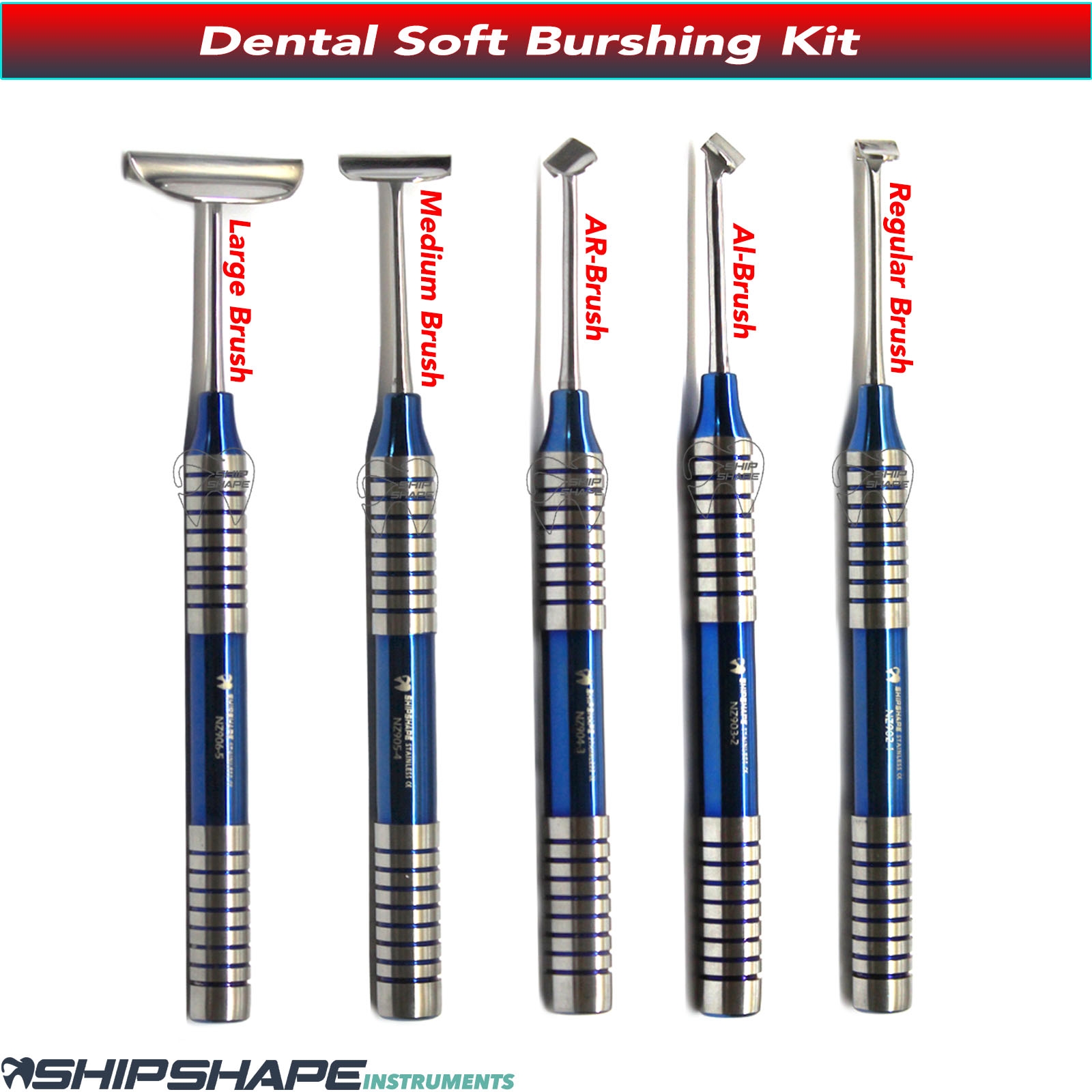 SOFT BRUSHING KIT DENTAL INSTRUMENTS *SET OF 5* Steel Scalers + Steel Tray-971 SOFT BRUSHING KIT DENTAL INSTRUMENTS *SET OF 5* Steel Scalers + Steel Tray-971