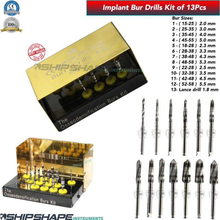 Bur Drills Kit Titanium Coated Dental Implant Universal Burs Drill Set of 13 Pcs Kit $179.00 Only-0