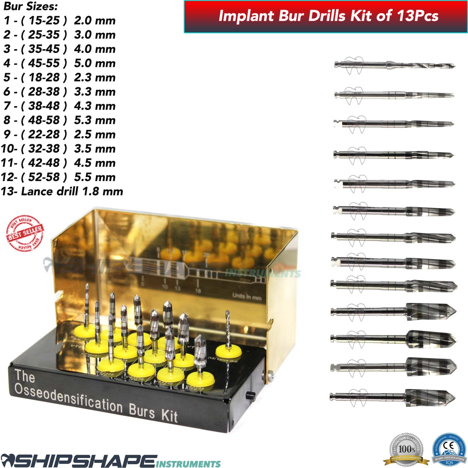 Bur Drills Kit Titanium Coated Dental Implant Universal Burs Drill Set of 13 Pcs Kit $179.00 Only-1554 Bur Drills Kit Titanium Coated Dental Implant Universal Burs Drill Set of 13 Pcs Kit $179.00 Only-1554
