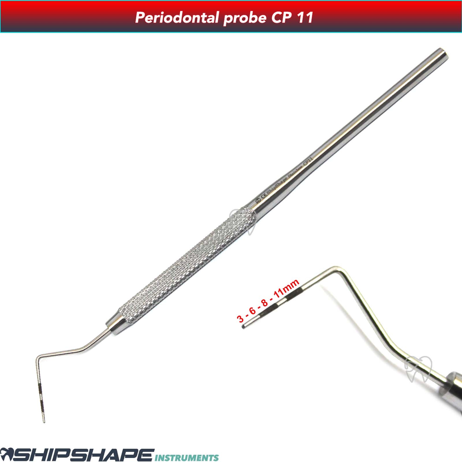 Periodontal Probe CP11 Colour Coated Screening Probes | Code# NZ80-106-CP11-1356 Periodontal Probe CP11 Colour Coated Screening Probes | Code# NZ80-106-CP11-1356