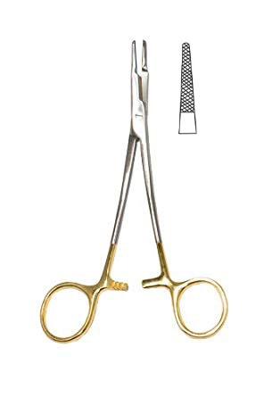 Olsen Hegar Needle Holder Curved TC 5.5" / TC OLSEN HEGAR NEEDLE HOLDER TUNGSTEN CARBIDE FORCEPS SURGICAL DENTAL 14cm "CE"-0