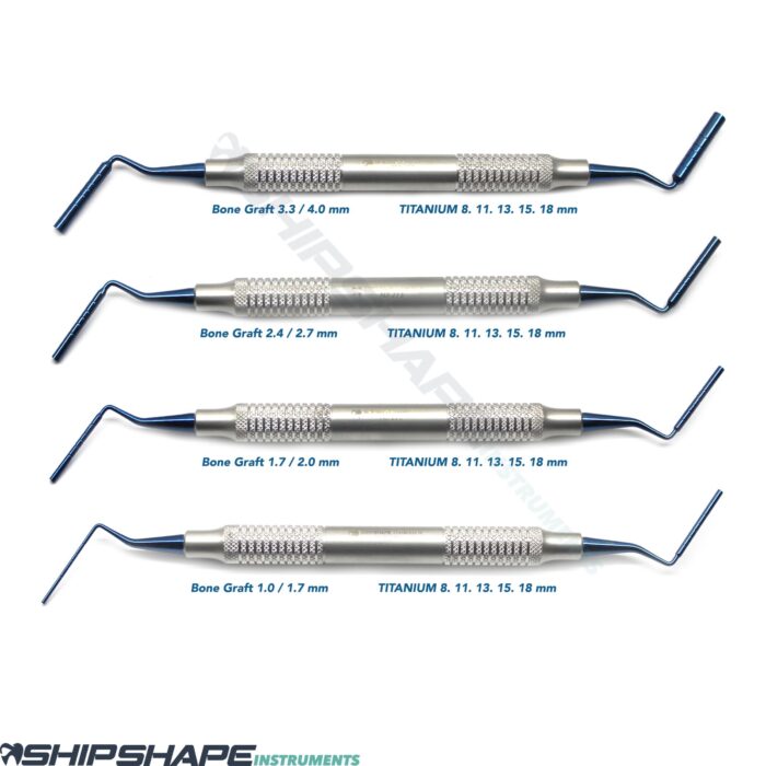 Bone Graft Plugger Implant High Quality Bone Grafting Pluggers Blue Titanium Coated Set of 4pcs-0