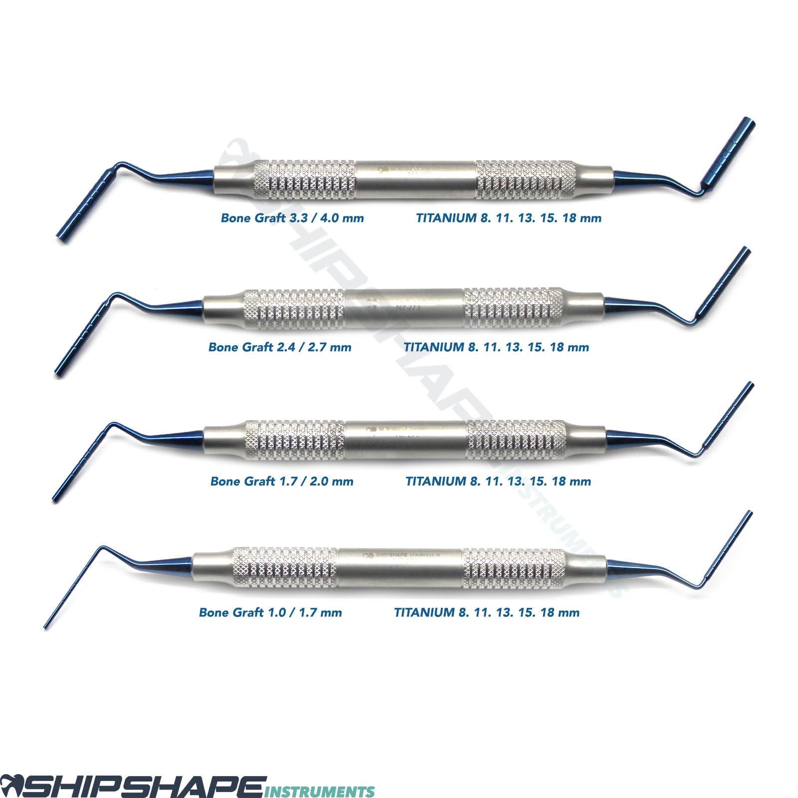 Bone Graft Plugger Implant High Quality Bone Grafting Pluggers Blue Titanium Coated Set of 4pcs-0 Bone Graft Plugger Implant High Quality Bone Grafting Pluggers Blue Titanium Coated Set of 4pcs-0