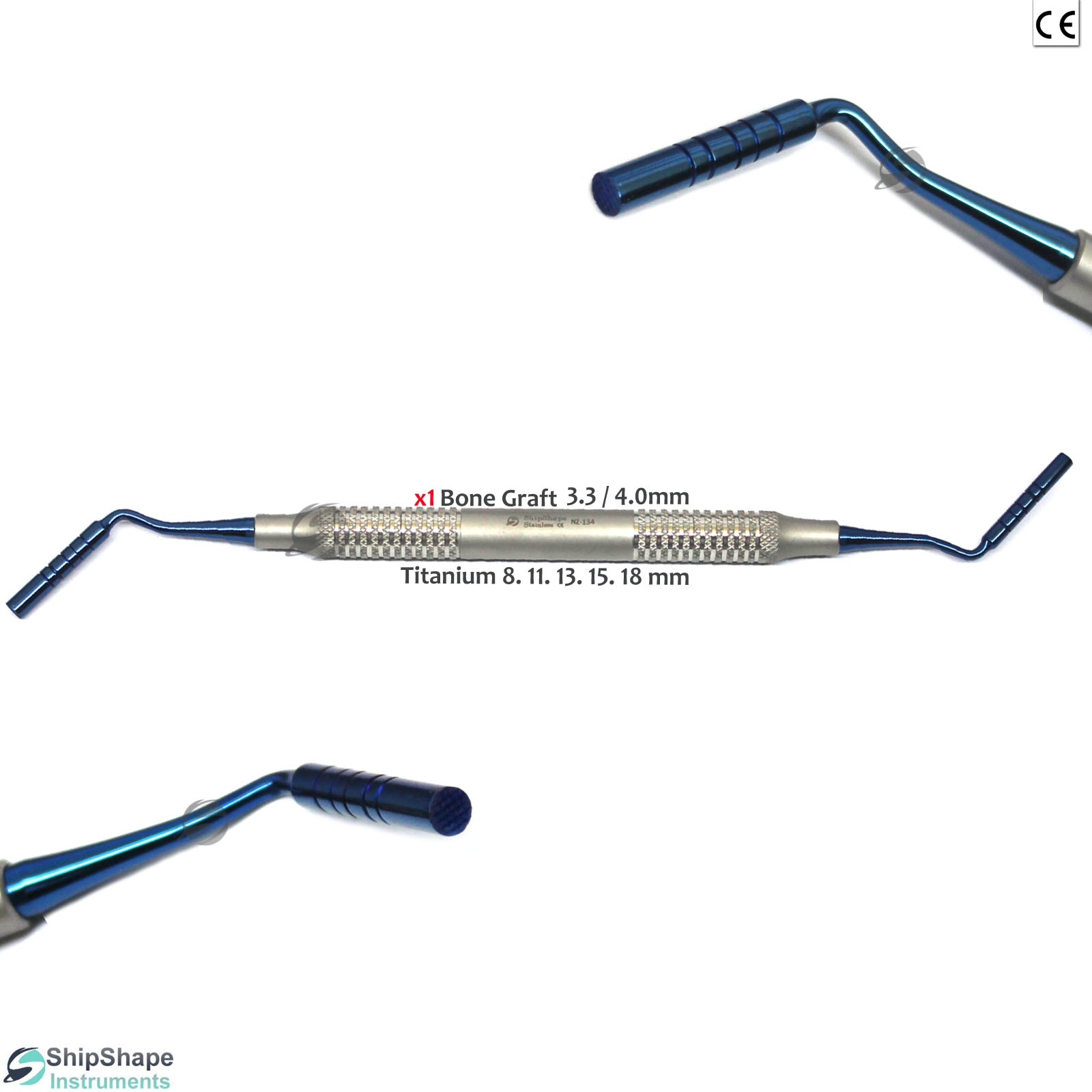 Bone Graft Plugger 3.3mm-4.0mm Blue Titanium Coated Surgical Implant Instruments-0 Bone Graft Plugger 3.3mm-4.0mm Blue Titanium Coated Surgical Implant Instruments-0