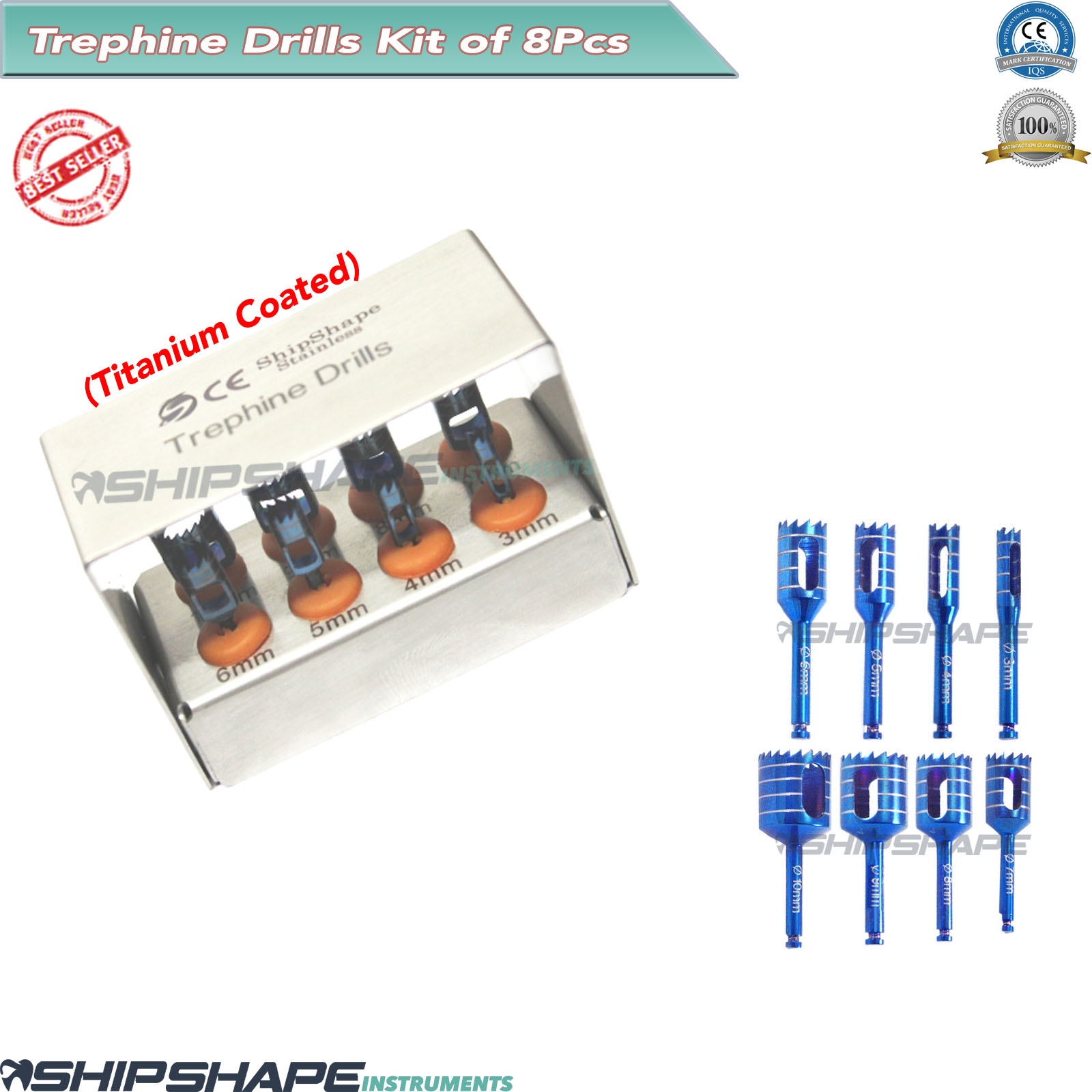 Titanium Coated Dental Terphine Drills Punch Kit Dentist Implant Tissue Examination Lab Tools | Shipshape Implant-1665 Titanium Coated Dental Terphine Drills Punch Kit Dentist Implant Tissue Examination Lab Tools | Shipshape Implant-1665