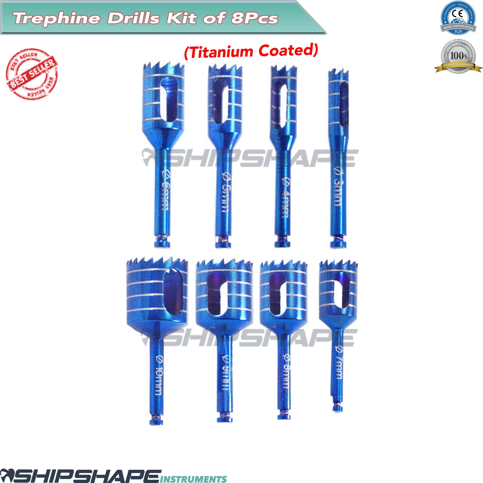 Titanium Coated Dental Terphine Drills Punch Kit Dentist Implant Tissue Examination Lab Tools | Shipshape Implant-1664 Titanium Coated Dental Terphine Drills Punch Kit Dentist Implant Tissue Examination Lab Tools | Shipshape Implant-1664