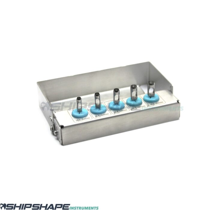 5 Pcs Dental Implant Tissue Punch Kit set Surgical Surgery With Bur Holder Box-0