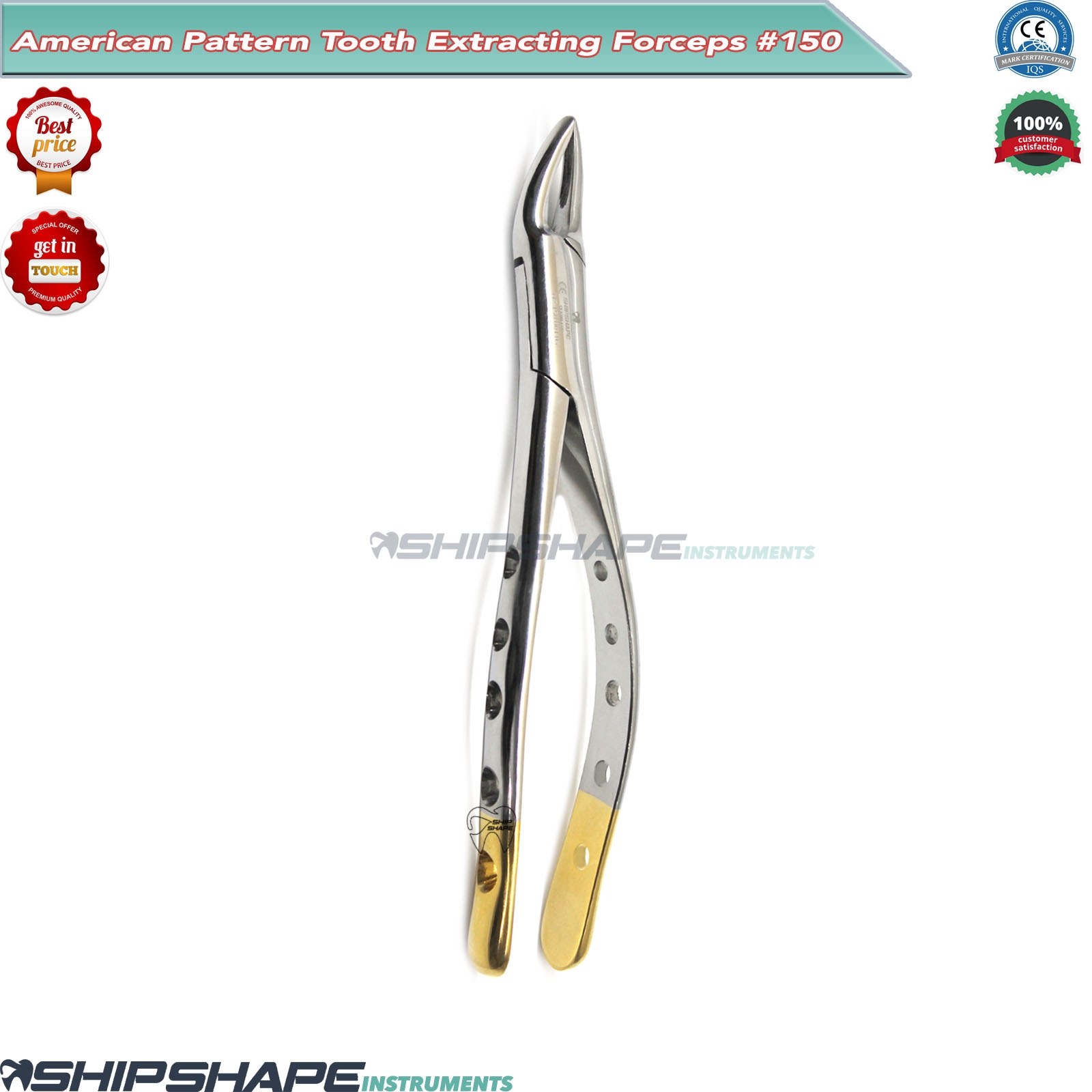 Dental Extracting Forceps 150 Maxillary Universal Tooth Extraction Cryer #150 Titanium Gold -0 Dental Extracting Forceps 150 Maxillary Universal Tooth Extraction Cryer #150 Titanium Gold -0