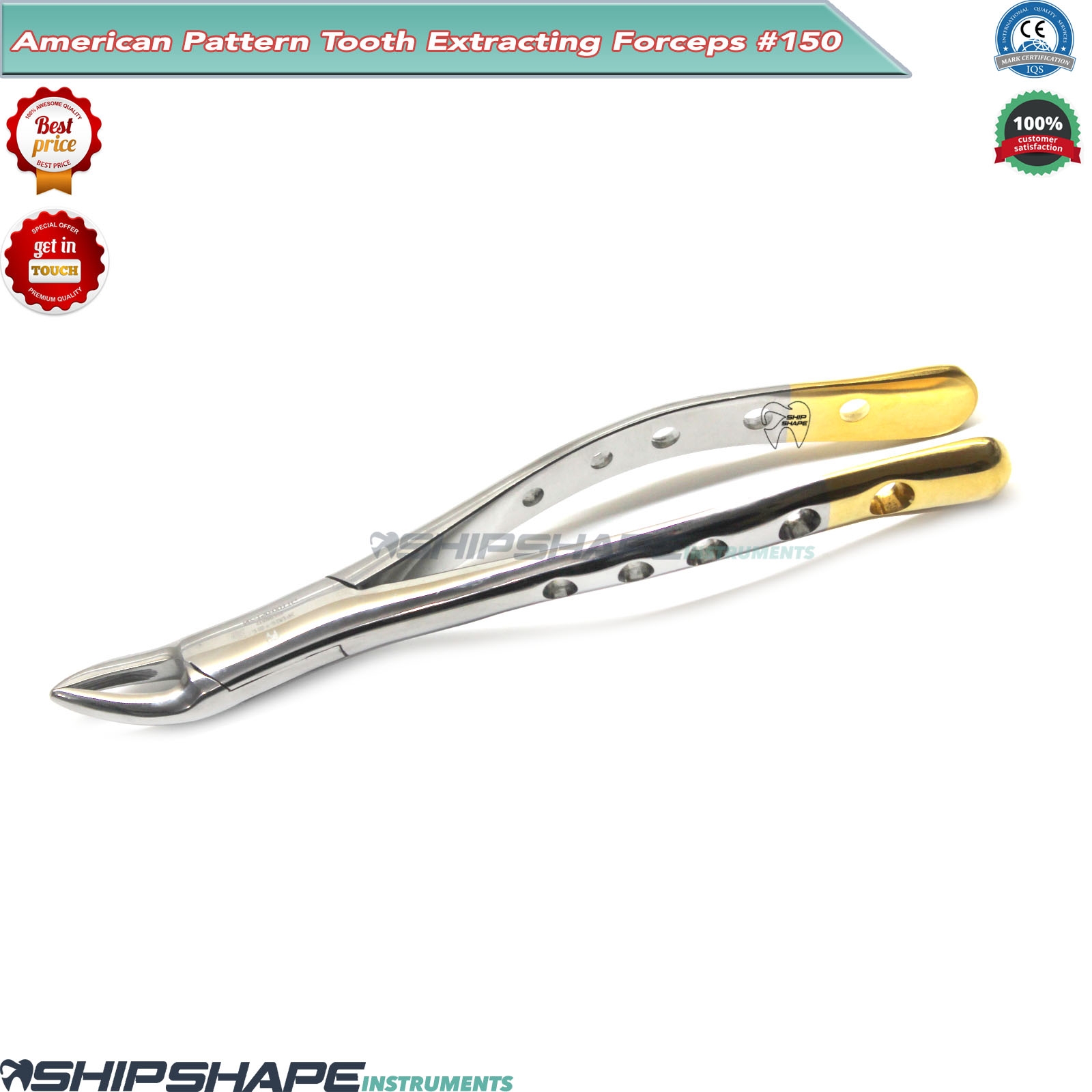 Dental Extracting Forceps 150 Maxillary Universal Tooth Extraction Cryer #150 Titanium Gold -1581 Dental Extracting Forceps 150 Maxillary Universal Tooth Extraction Cryer #150 Titanium Gold -1581