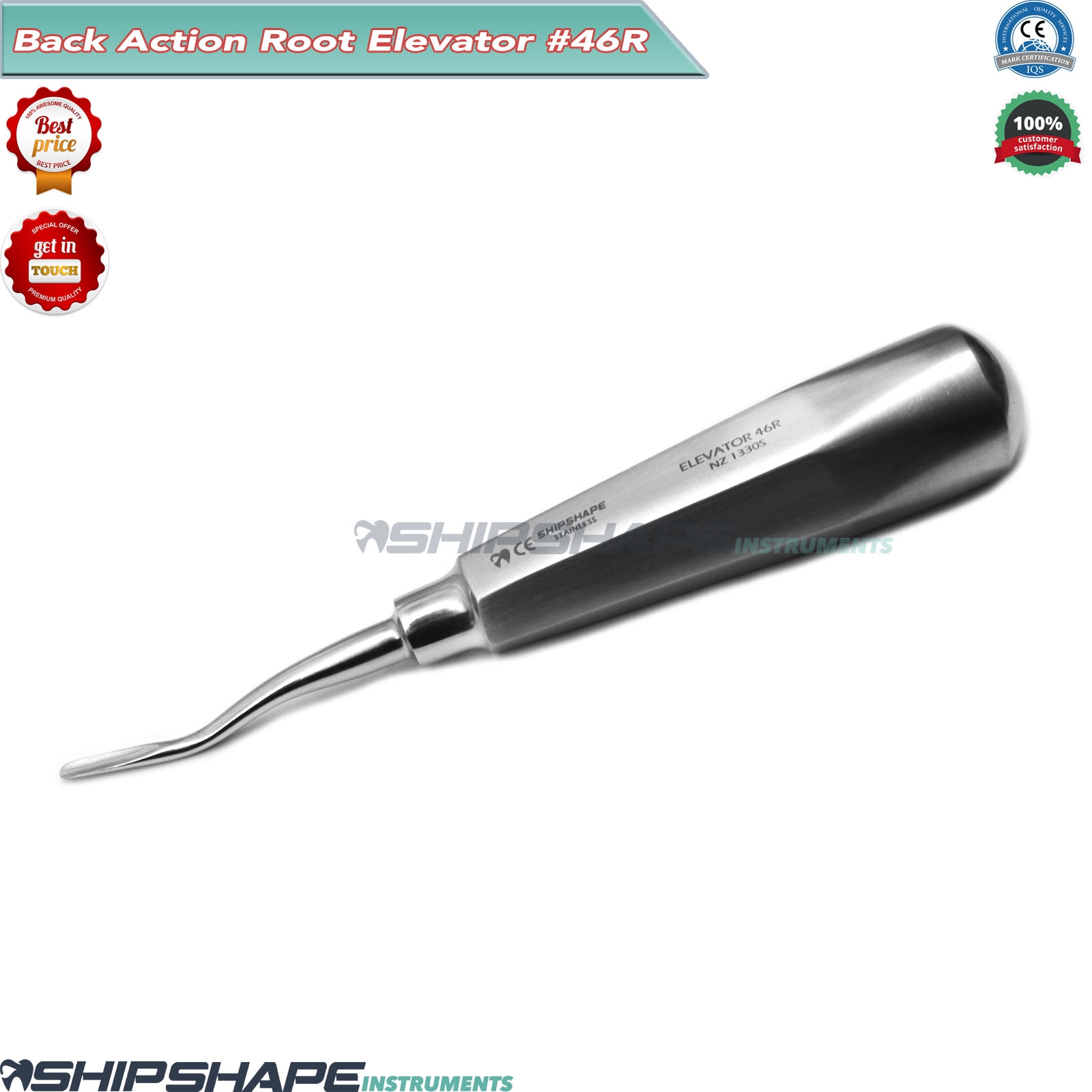 Dental Root Elevator 46R Bayonet Mesial Root Tip Tooth Extracting Elevators 46R* | Shipshape Instruments-1572 Dental Root Elevator 46R Bayonet Mesial Root Tip Tooth Extracting Elevators 46R* | Shipshape Instruments-1572