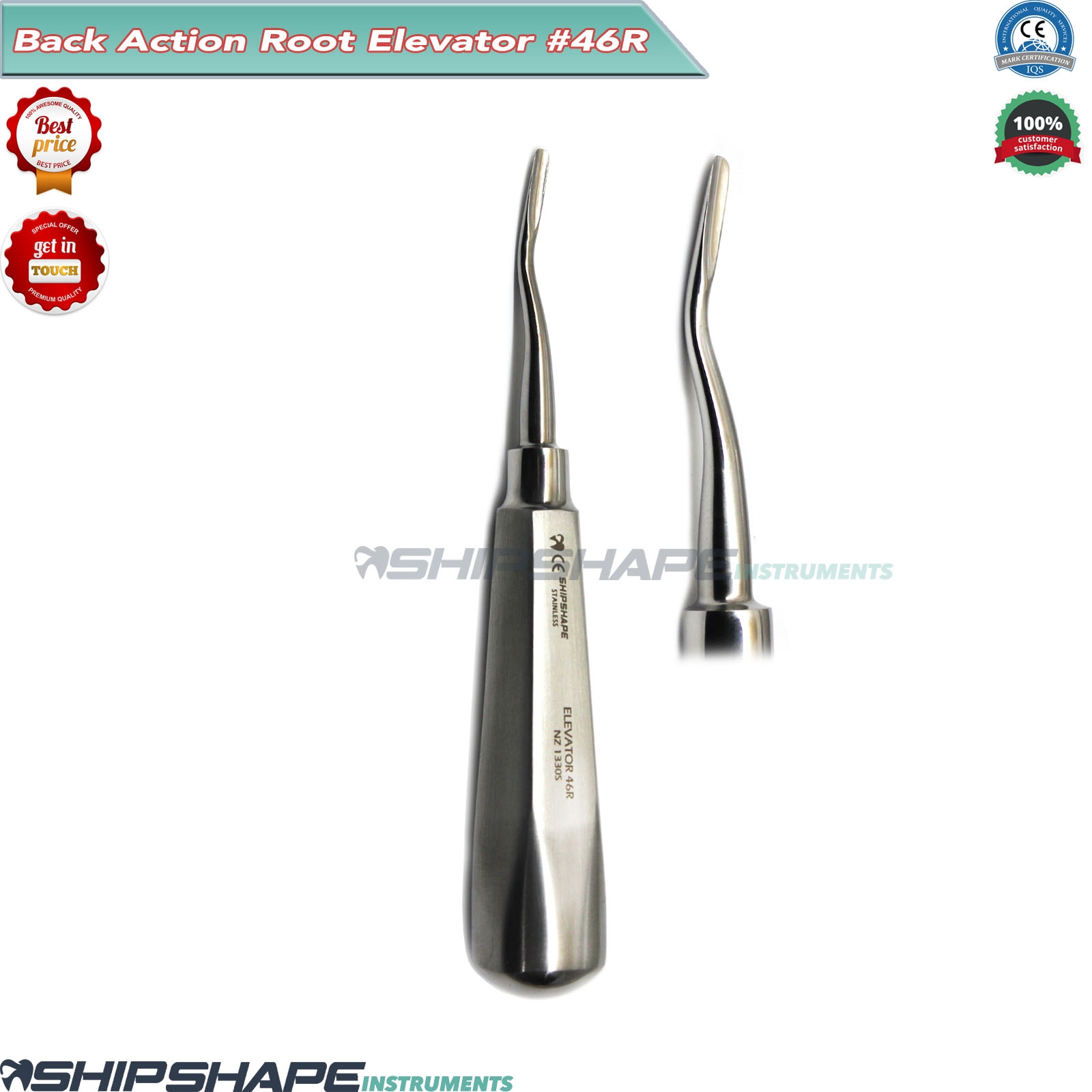 Dental Root Elevator 46R Bayonet Mesial Root Tip Tooth Extracting Elevators 46R* | Shipshape Instruments-0 Dental Root Elevator 46R Bayonet Mesial Root Tip Tooth Extracting Elevators 46R* | Shipshape Instruments-0