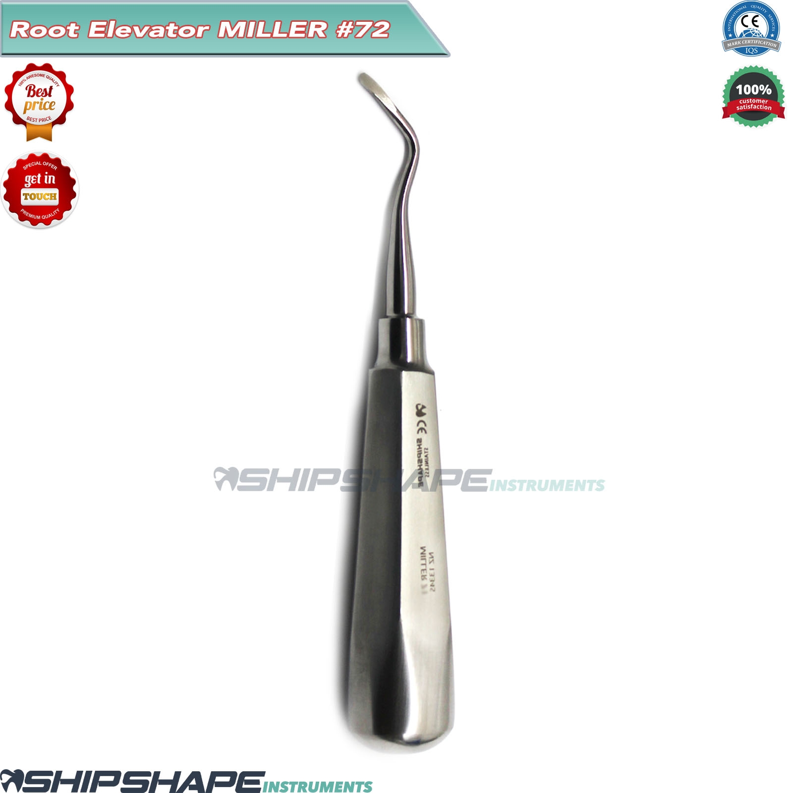 Miller Dental Tooth East West Elevator #72 Angled Right Flat Rounded Blade Elevators Miller 72-0 Miller Dental Tooth East West Elevator #72 Angled Right Flat Rounded Blade Elevators Miller 72-0