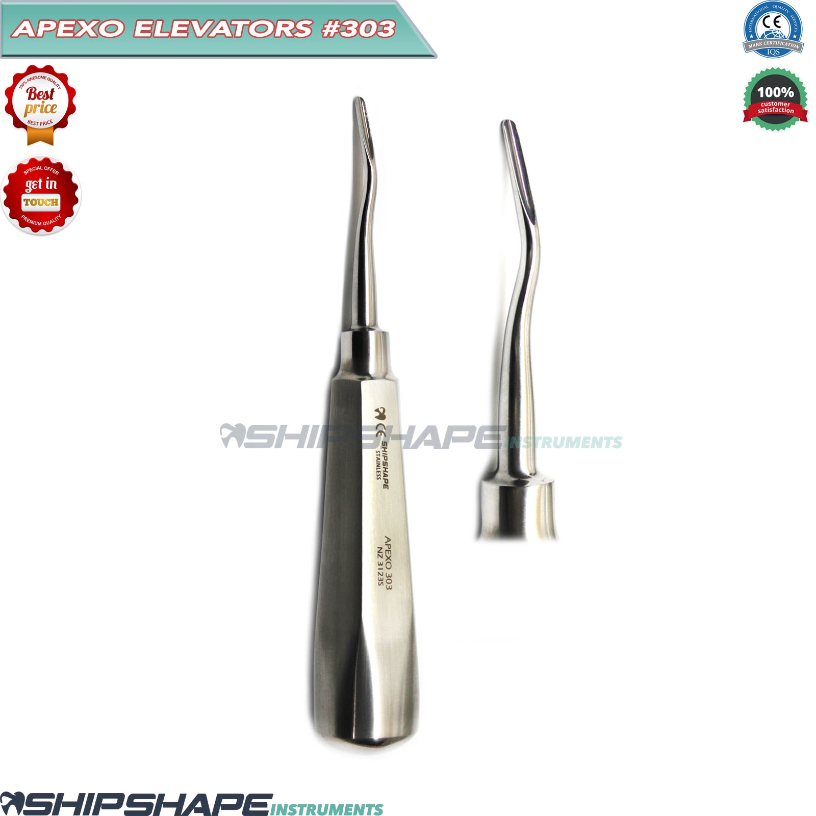 Apexo Elevator 303, Angled, German Stainless Dental Oral Surgery Elevators #303 | Shipshape Instruments-0 Apexo Elevator 303, Angled, German Stainless Dental Oral Surgery Elevators #303 | Shipshape Instruments-0
