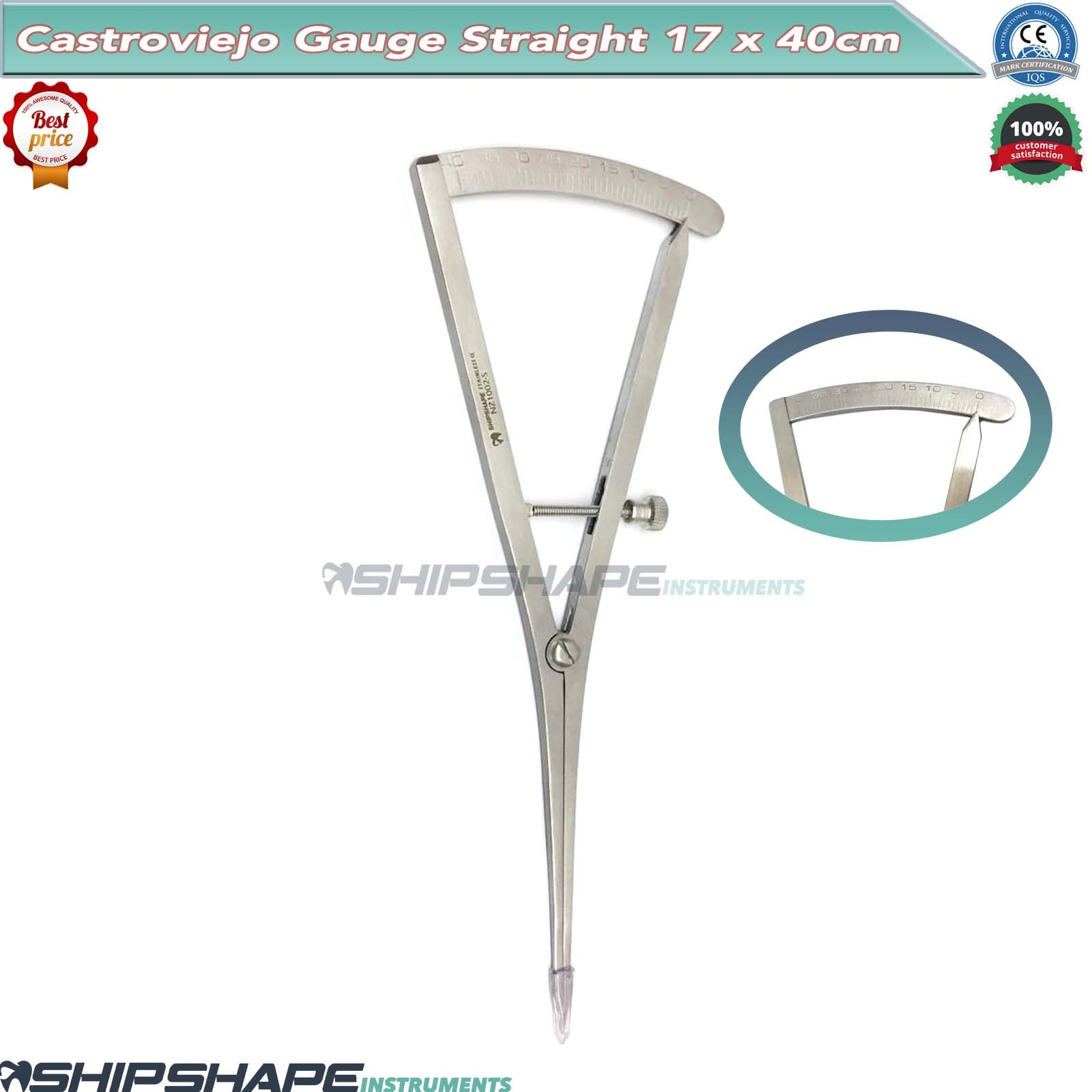 Castroviejo Caliper Straight 6.75" (17 cm) 0-40mm Long Bone Gauge | Shipshape-1771 Castroviejo Caliper Straight 6.75" (17 cm) 0-40mm Long Bone Gauge | Shipshape-1771