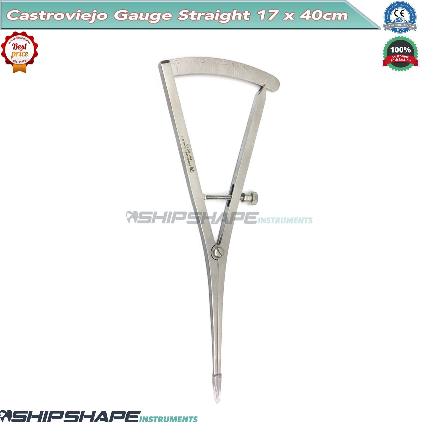 Castroviejo Caliper Straight 6.75" (17 cm) 0-40mm Long Bone Gauge | Shipshape-1770 Castroviejo Caliper Straight 6.75" (17 cm) 0-40mm Long Bone Gauge | Shipshape-1770